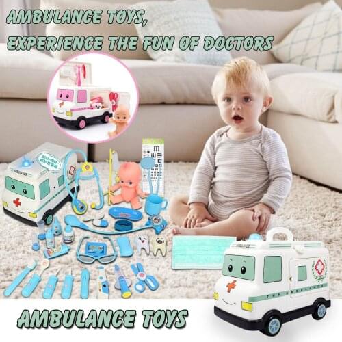 Toys For Children Scene Simulation 37PC Ambulance Kit Toy Discrimination Equipment ToolsTraining Kids Cognitive Plaything