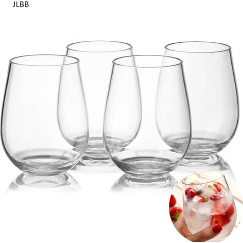 4pc/set Unbreakable PCTG Red Wine Glass Transparent Fruit Juice Beer Cup Shatterproof Plastic Glasses Cups Bar gereedschap