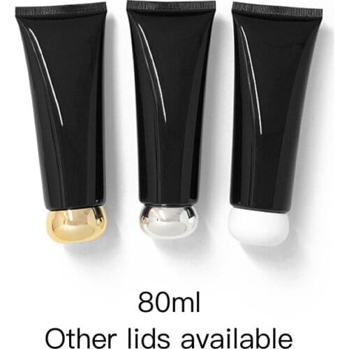80ml Cosmetic Container 80g Empty Black Plastic Soft Bottle Makeup Cream Lotion Packaging Refillable Squeeze Tube Free Shipping