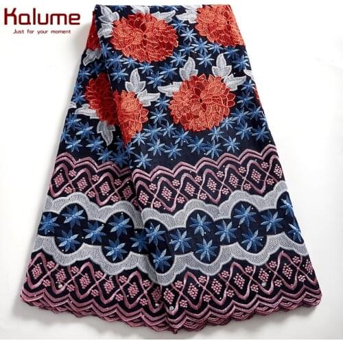 Kalume African Cotton Lace Fabric Flower Swiss Nigerian Voile Lace Fabric 5 Yards Embroidery High Quality For Diy Sew H2541