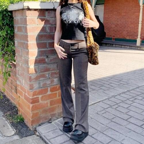 Autumn Korean Fashion Trousers Women 2021 New Loose Straight Pants Brown Casual Suit Pants Female Low Waist Slim Wide Leg Pants