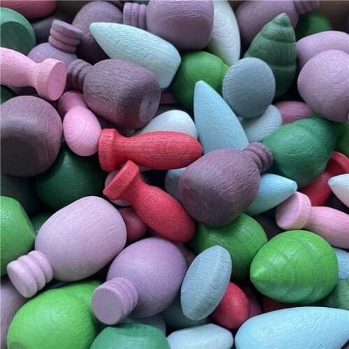 Baby Rainbow Blocks Creative Mandala Toys Loose Parts Kids Pineapple Petal Bamboo Blocks Nordic Sensory Toys Montessori Blocks