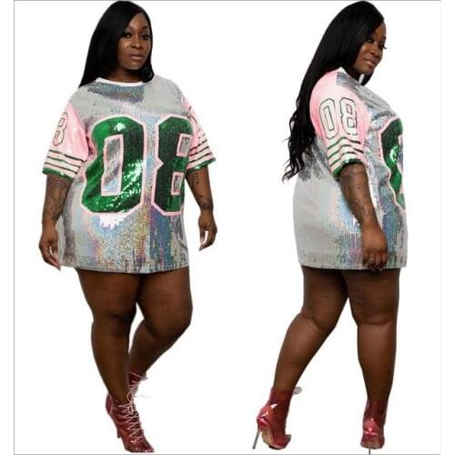 Greek Fashion sexy Women Shirt number 8 printed ladies Summer sequin shining hip hop Sorority number 08 jerseys T-shirts