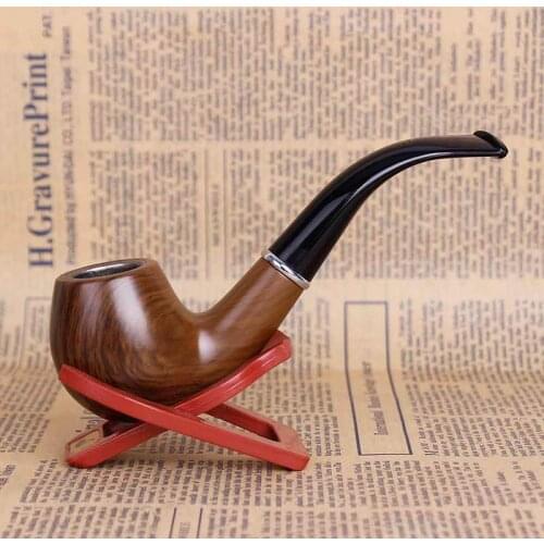 Classic Wood Grain Resin Pipe Chimney Filter Long Smoking Pipes Tobacco Pipe Cigar Gifts Narguile Weed Grinder Smoke Mouthpiece