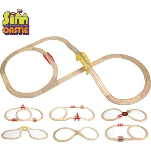 Wooden Track Set DIY Bridge Wood Track Educational Wooden Train Track Railway Accessories Toy Gift for Kid Wood Block Component