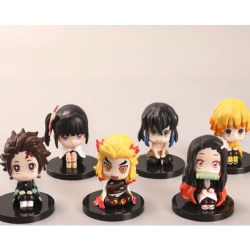 6-piece set, sitting ghost, anime, cartoon, Tanjirouni, bean, Kyojiro, Kanahu, Zenyi doll ornaments, Halloween gifts