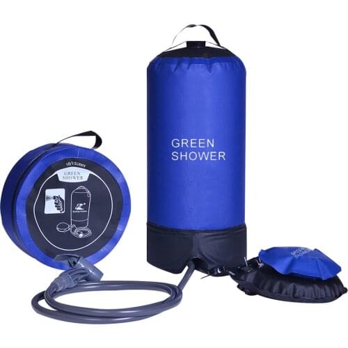 12L PVC Pressure Shower with Foot Pump Lightweight Portable Outdoor Inflatable Shower Pressure Shower Water Bag Camping Hiking