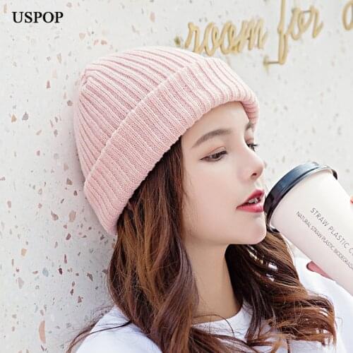 USPOP 2019 New winter hats women men skullies unisex knitted hats solid color beanies