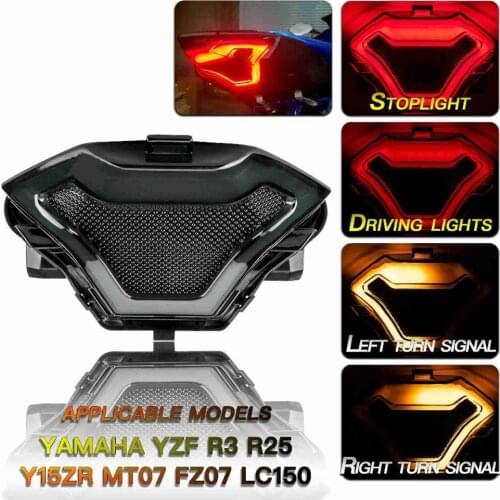 New Motorcycle Modified Taillight For for Yamaha LC150 FZ07 Y15ZR YZF R25 R3 MT07 Brake Stop Turn Signal light
