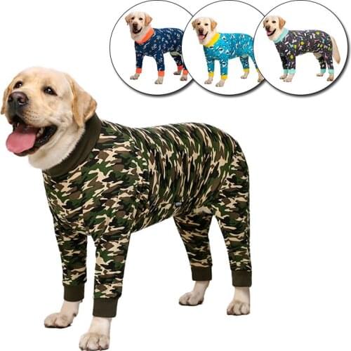 Nursing Belly Weaning Clothes Bodysuit Pet Four-legged Pajamas Coat Home Wear Big Dog Tight Clothes Cartoon Printed Dog Jumpsuit