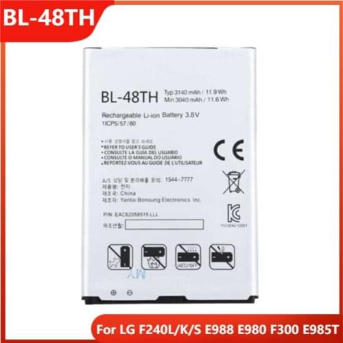 Original Phone Battery BL-48TH For LG F240L/K/S E988 E980 F300 E985T BL-48TH Replacement Rechargable Batteries 3140mAh
