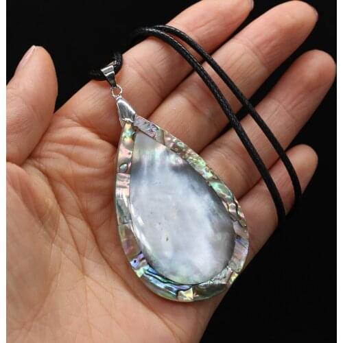 Natural Shell Necklace With Drop-Shaped Pendant Leather Cord 2MM Charms For Elegant Women Love Romantic Gift