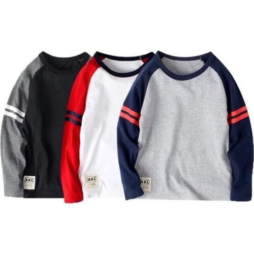Boys' Striped Long-sleeved Bottoming T-Shirt 2021 Autumn New Youth Fashion Cotton Stripe Printing Tops For 5-14 Years