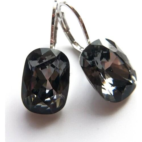 New rectangle design stud earrings christmas ear jewelry for women fashion Austrian crystal earings party wedding bijoux gift