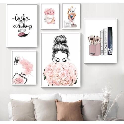 Eyelash Black Lip Beauty Perfume Books Canvas Painting Wall Posters For Living Room Decoration Home Decor