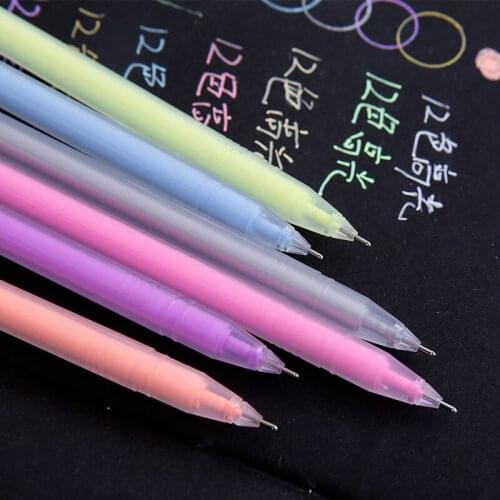 9pcs Highlighter Kawaii 1.0mm Gel Pen Large-capacity Graffiti Pens for Marker Writing Drawing Glitter Pen School Stationary Pens