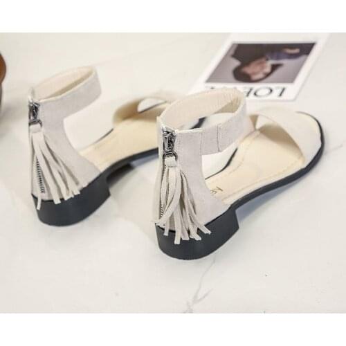 Sandals Womens Bag with 2021 Summer New Fashion Fringed Mid-heel Womens Roman Sandals with Thick Heels and High-heeled Shoes
