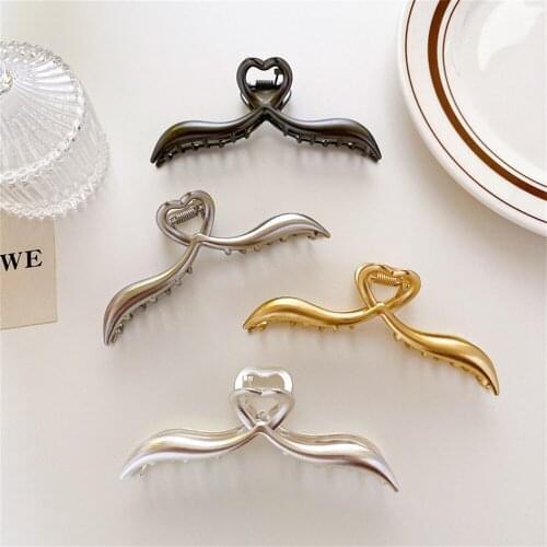 Korean Style Fairy Temperament Love Hairpin Alloy Streamer Plate Hair Catch Clip Shark Clip Back Head Hair Catch