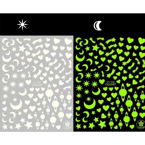 Night Glow Luminous Nails Art Stickers 3D Self Adhesive Nail Decals Glow in Dark Star Butterfly Designs Halloween Decorations