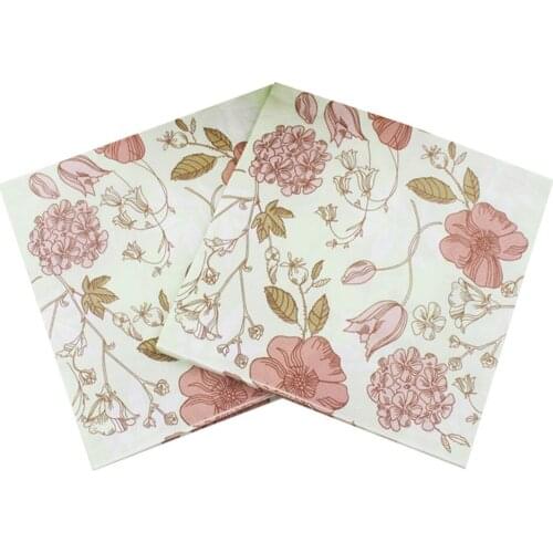 33*33cm 20pcs/lot Flower Color Printed Paper Napkin Tissue Paper Birthday Wedding Party Paper Decoration
