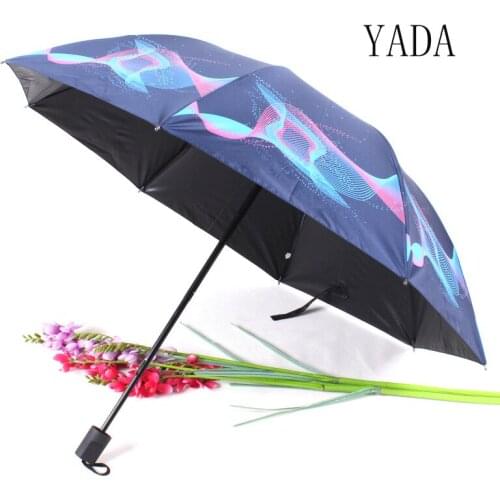 YADA 2020 INS NEW Fashion Flower Umbrella Parasol Rainy Three Folding Umbrellas For Women Men UV Windproof Umbrellas YD200028