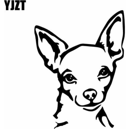 YJZT 12CM*15.7CM CHIHUAHUA Dog Smling Vinyl Car Sticker Black/Silver C2-3294