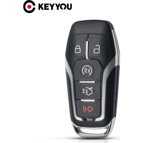 KEYYOU Replacement 3/4/5 Buttons Remote Car Key Shell For Ford Edge Explorer Fusion 2015 2016 2017 Smart Key Fob Uncut Blade