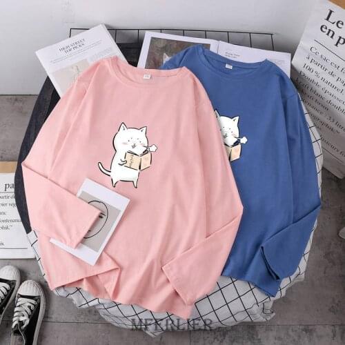 Size 7XL 150kg Women oversized t shirt Cartoon Printed Long Sleeve O Neck Autumn Tee For Women Cotton Oversized T Shirt