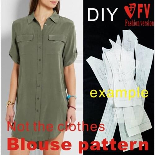 Female soil casual long style short-sleeved shirt cutting design drawing 1:1 clothing pattern BCY-54