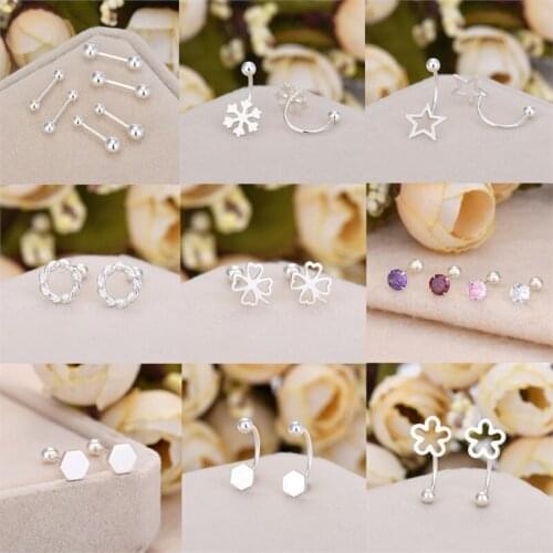 CANZE S925 Sterling Silver Earrings Korean Women Stud Fashion Anti-allergy Earring Jewelry Wholesale
