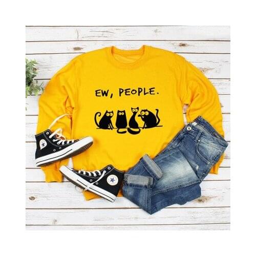 Sweatshirt Women 2020 Autumn Cartoon Cat Letter Print Pullover Long Sleeve Hoodies Fashion Casual Animal Kpop Loose Top Polerone