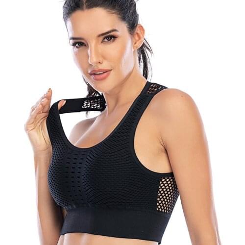 CHRLEISURE Bra Women Fitness Mesh Breathable Push Up Sports Female Top Sexy Running Workout Underwear Gym Stretchy Female Bra
