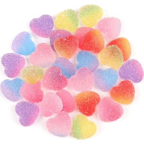 10pcs Fake Candy Resin Cabochon Flatback Heart Shape Simulation Food DIY Scrapbooking Embellishment Decoration Craft Modeling