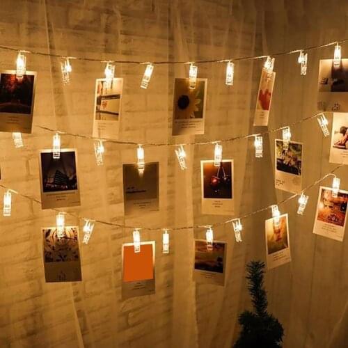 2m 10 LED Warm White Card Picture Photos Clips LED String Light Battery Power Party Wedding Home Decor Christmas