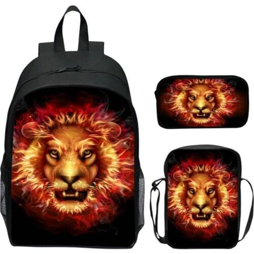 3pcs Cartoon Lion King Children Backpack Kids Schoolbag Cartoon Popular Pattern Boys Girls Backpack Primary Mochilas