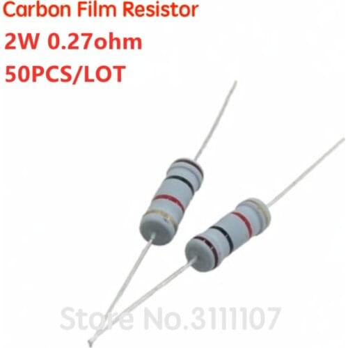 50PCS/LOT 2W 0.27Ohm 5% Resistor / 2W 0.27R ohm Carbon Film Resistor +/- 5% / 2W Color Ring Resistance Wholesale Electronic