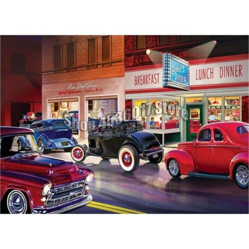 Phils Diner 5D Diy Full Diamond Painting Cross Stitch Kit Mosaic Cars & Trucks Vintage Art Gifts Diamond Embroidery Home Decor