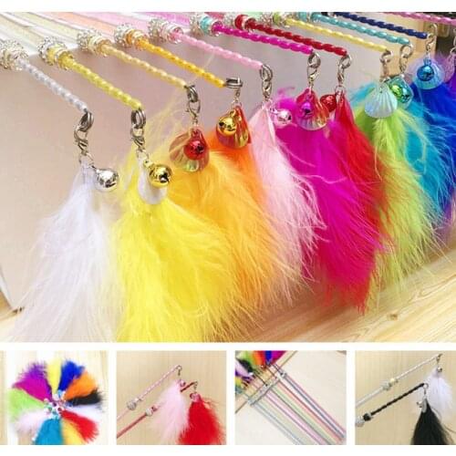 USD1.85/PC Free shipping pet cat kitten toys fishing pole cat sticks playing toys mixed colors 20pcs/lot