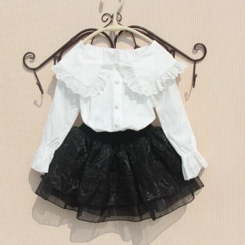 3-15 Years School Girls White Blouse Long Sleeve Baby Toddler Big Girl Tops And Blouses Cotton Child Clothes Kids Shirts JW4687