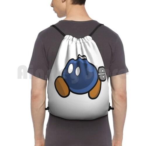 Bobby The Bobomb Backpack Drawstring Bags Gym Bag Waterproof Game Games Gamer Paper Origami King Origami Paper Bobomb