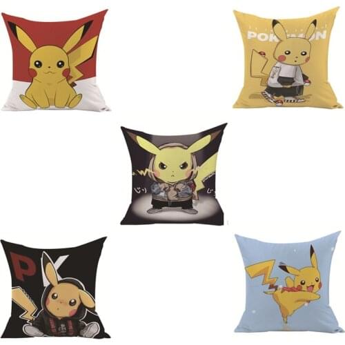 45cm Pokemon Pillow Case Short Plush Cushion Cover Cartoon Anime Pikachu Figure Pillowcover Car Sofa Party Decorative Home Decor