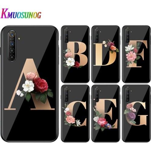 For OPPO A5 A9 2020 F7 Phone Cover Custom Letter Monogram for OPPO Reno 2 Z 2Z 2F 3 4 Pro 5G Bright Black Phone Case