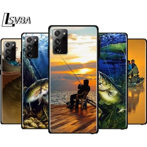 Hunting Fishing art fish for Samsung Galaxy Note 20 Ultra 10 9 8 Pro S10E S10 5G S9 S8 S7 Plus Black Silicone Phone Case