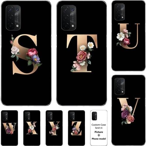 Flower 26 English Case For OPPO A54 5G CPH2195 CPH2239 OPPO A74 5G CPH2197 CHP2219 Name Letter Custom Soft Silicone Cover