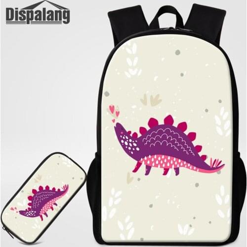 Dispalang Cartoon Dinosaur Printing Backpack With Pencil Case Students 2PCS School Bag Set Children New Fashion Bookbag Pen Box