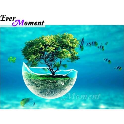 Ever Moment Diamond Painting 5D DIY Rhinestone Tree under Sea Fish Cross Stitch Home Diamond Embroidery Mosaic Full ASF2022