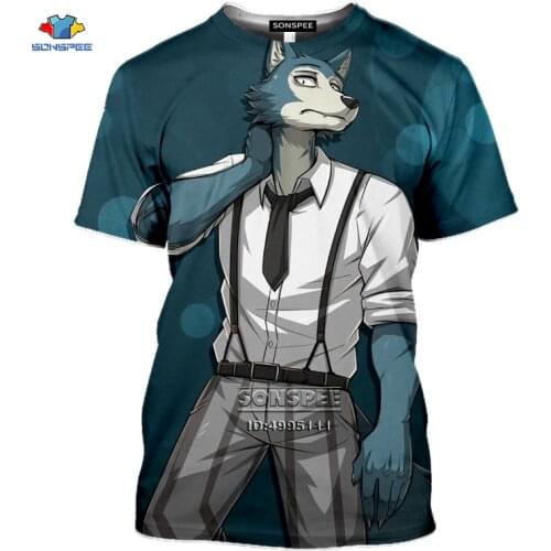 SONSPEE Japan Anime BEASTARS Mens T-shirt 3D Print legoshi Haru Louis T shirt Unisex Summer Casual Harajuku Shirt Hip Hop Tops