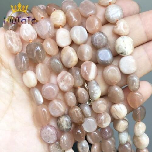 8-10mm Irregular Sun Stone Beads Smooth Natural Loose Spacer Beads For Jewelry Making Bracelet Charms Accessories 15" Strands
