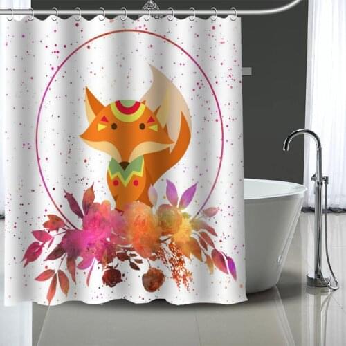 Hot Sale Fox Custom Pattern Polyester Bath curtain Waterproof Shower Curtains DIY Bath Screen Printed Curtain for Bathroom
