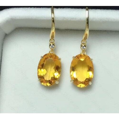 Hot style natural citrine earrings 925 silver ladies earrings boutique lucky natural citrine you deserve to have